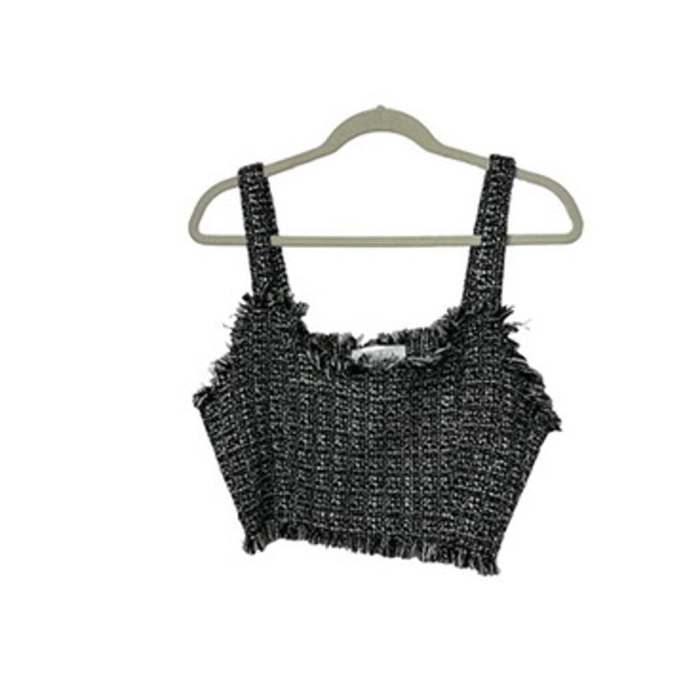 Mare Mare X Anthropologie Black & White Tweed Crop Top Women's Sz Small